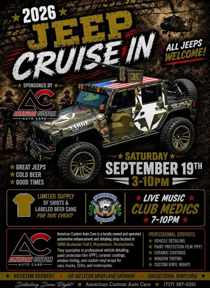 2026 Jeep Cruise-In at Antietam Brewery — event flyer