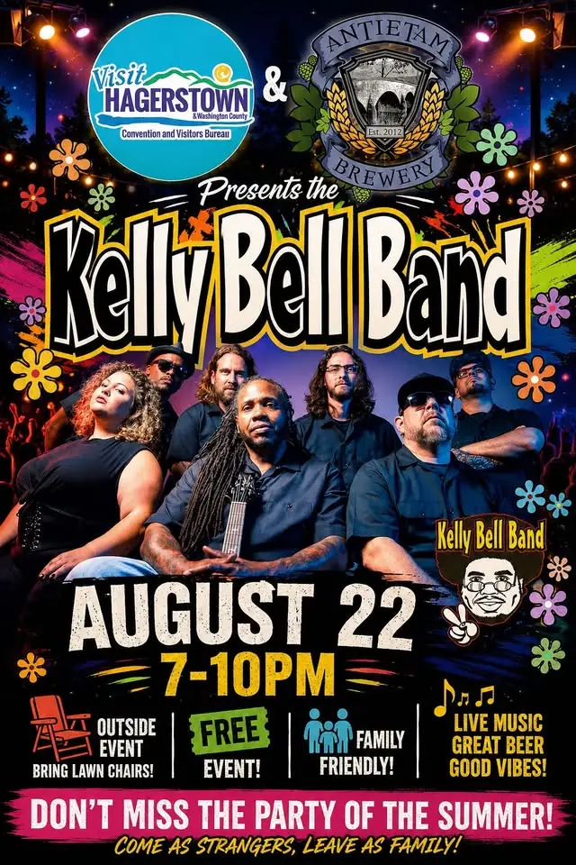 Kelly Bell Band live at Antietam Brewery presented by Visit Hagerstown — free concert flyer